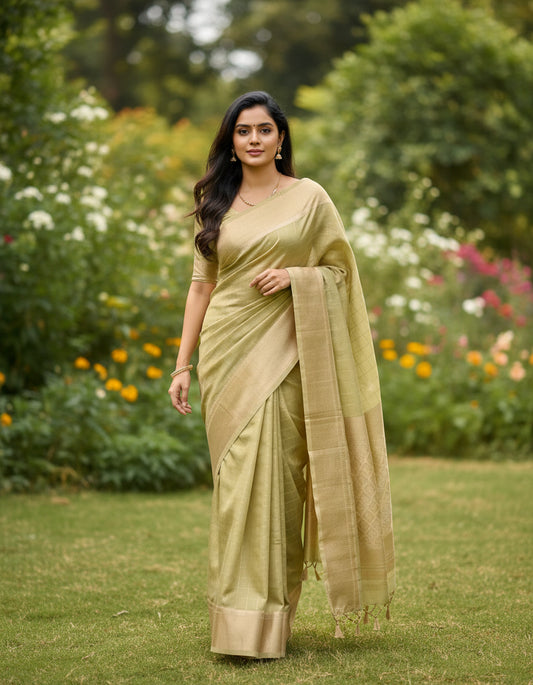 Soft Chanderi pattu saree with Zeri Lines - BBS127D