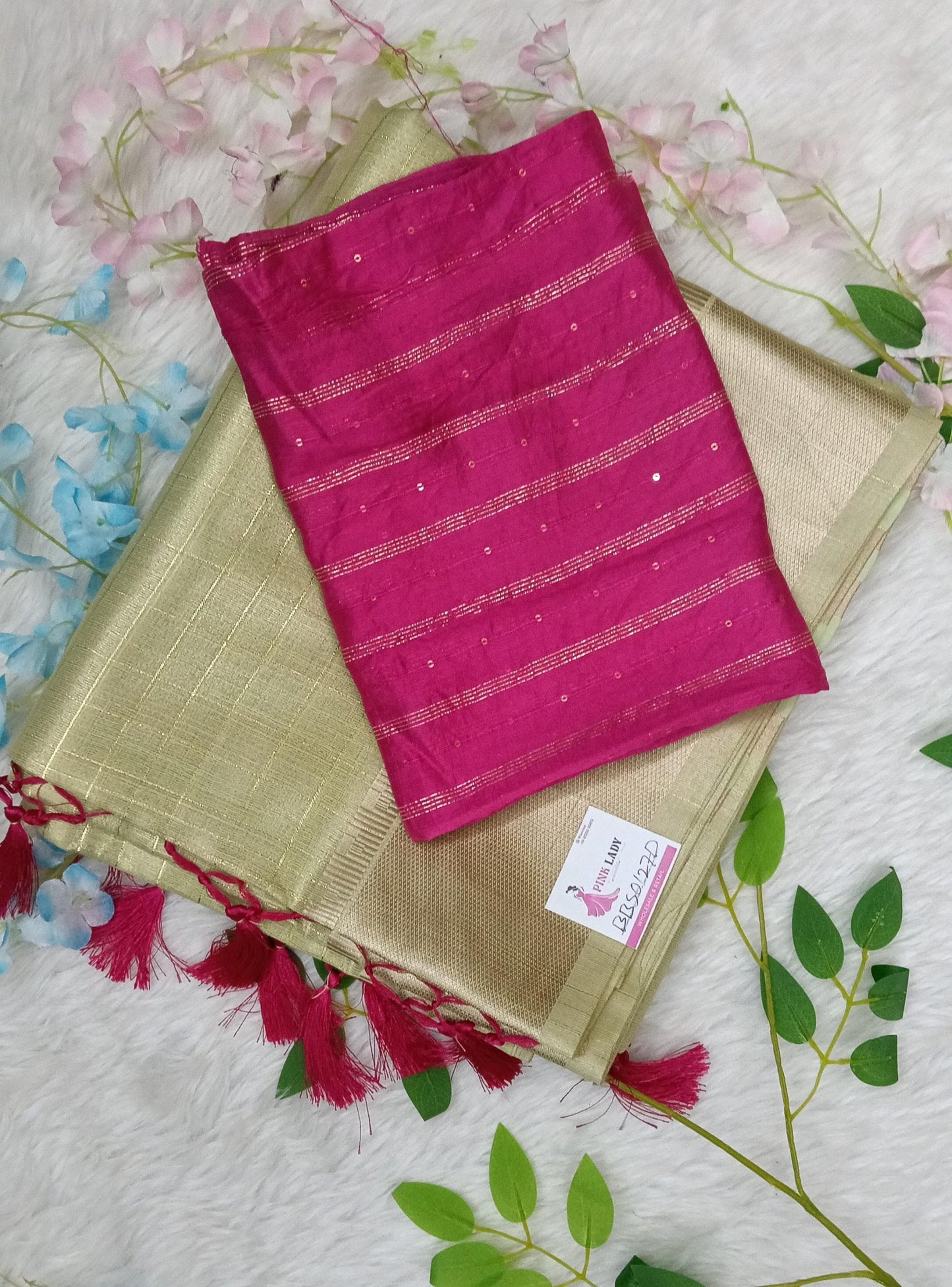 Soft Chanderi pattu saree with Zeri Lines - BBS127D