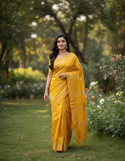 Banarasi Silk Saree with Weaving - BBS129A