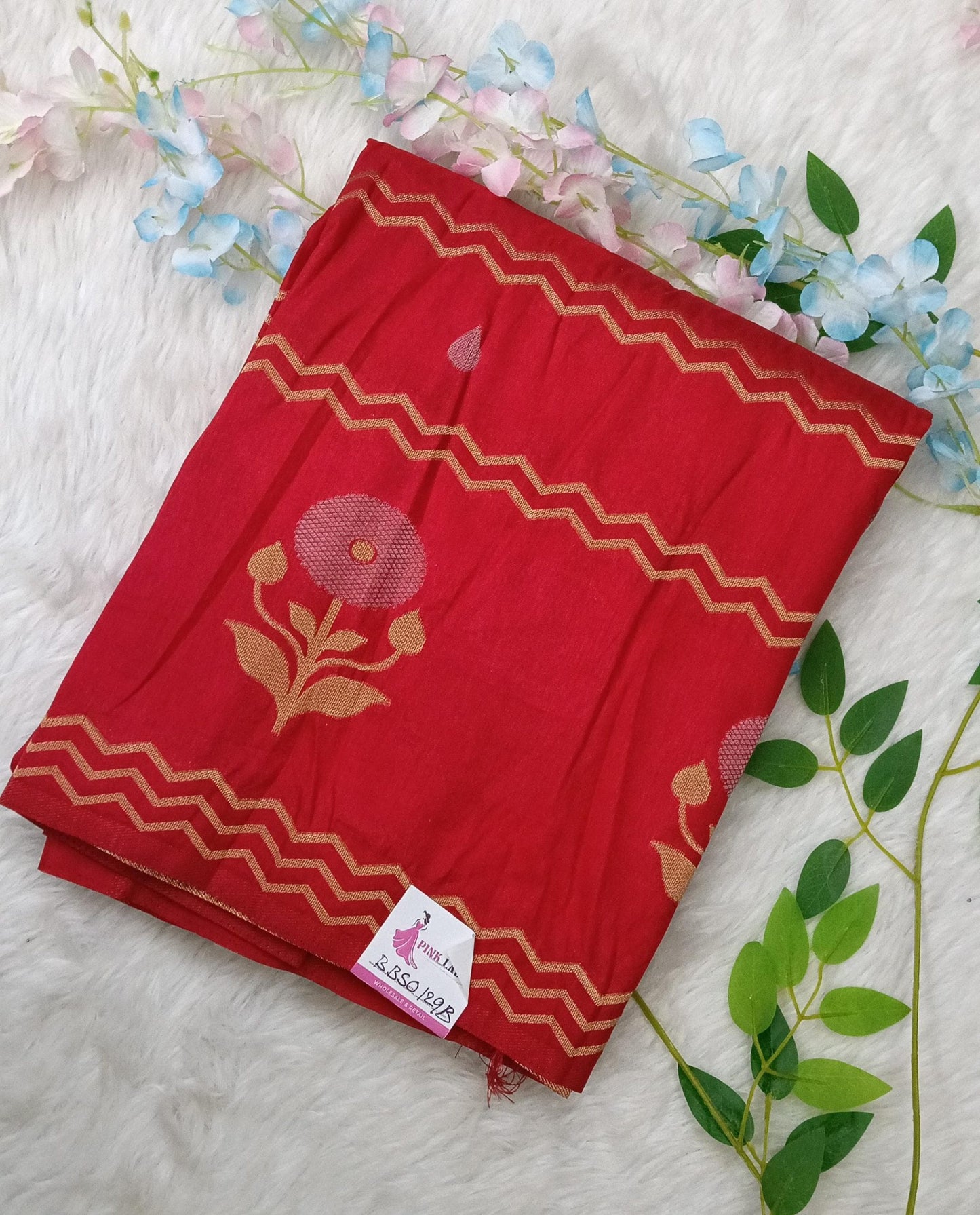 Banarasi Silk Saree with Weaving - BBS129B