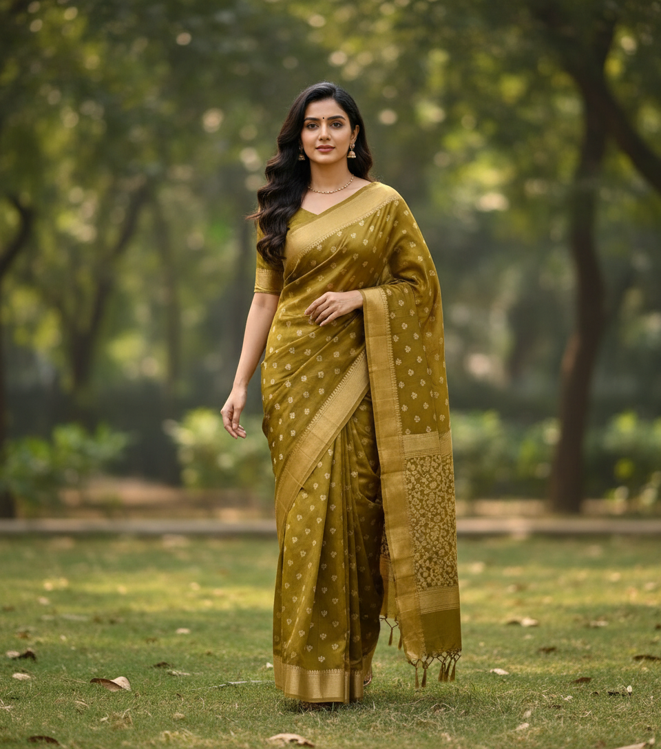 Chiniya Pattu Saree with small Weaving buta - BBS130A