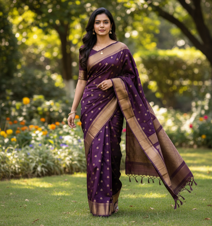 Chiniya Pattu Saree with small Weaving buta - BBS130B