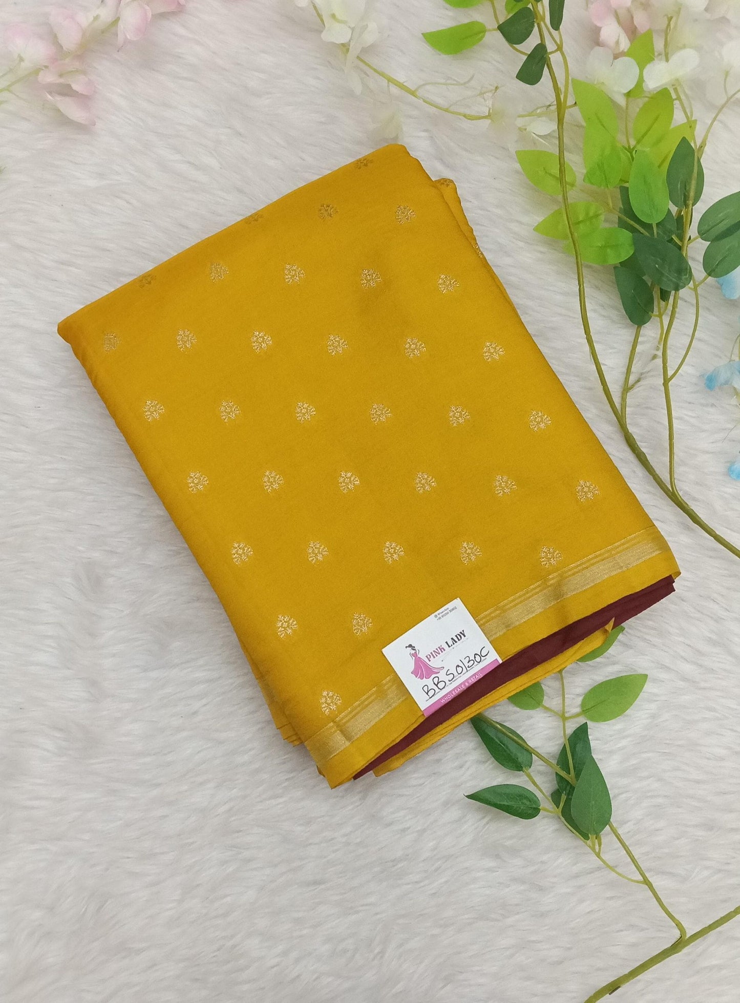 Chiniya Pattu Saree with small Weaving buta - BBS130C