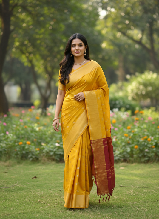 Chiniya Pattu Saree with small Weaving buta - BBS130C