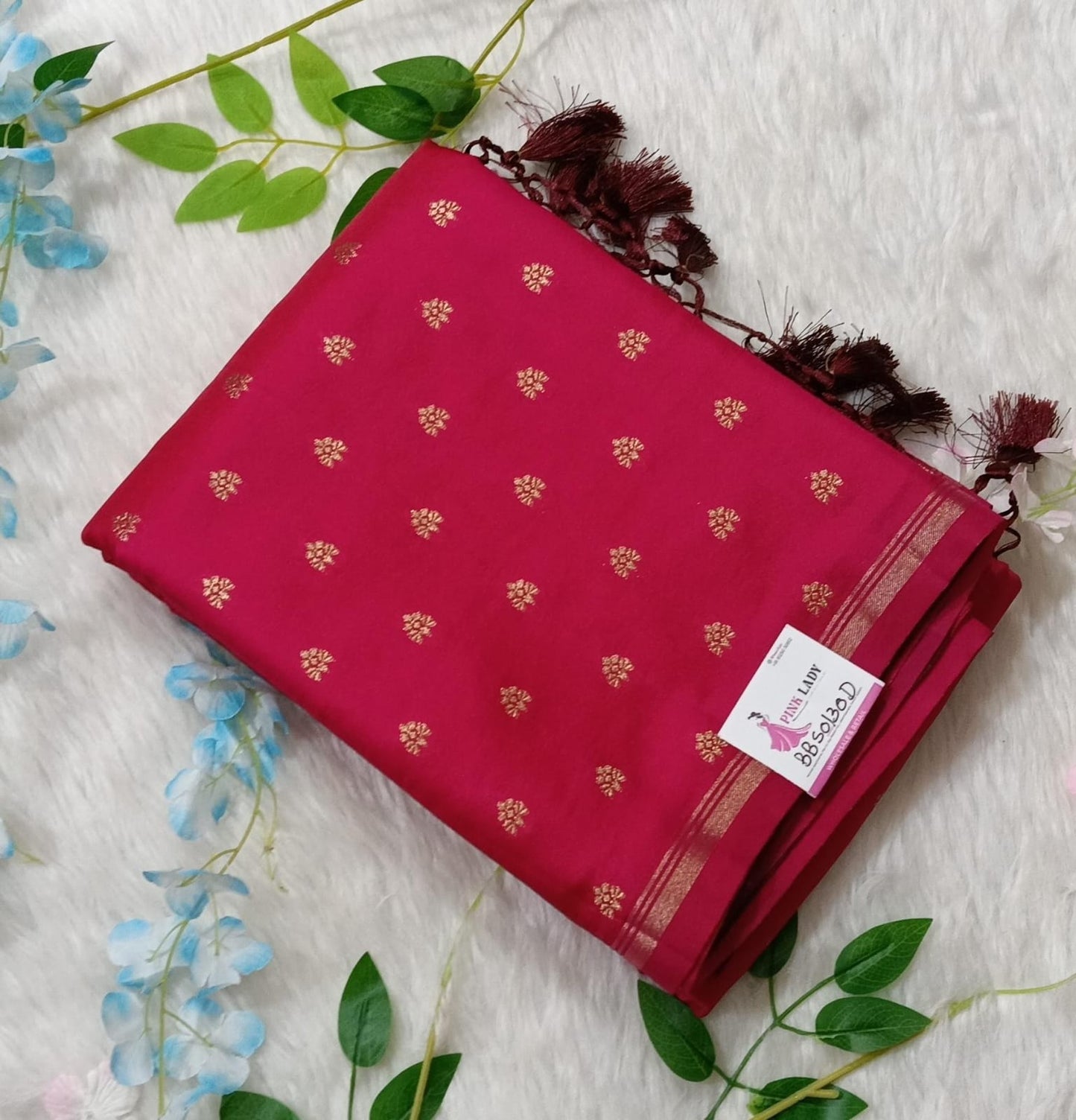 Chiniya Pattu Saree with small Weaving buta - BBS130D