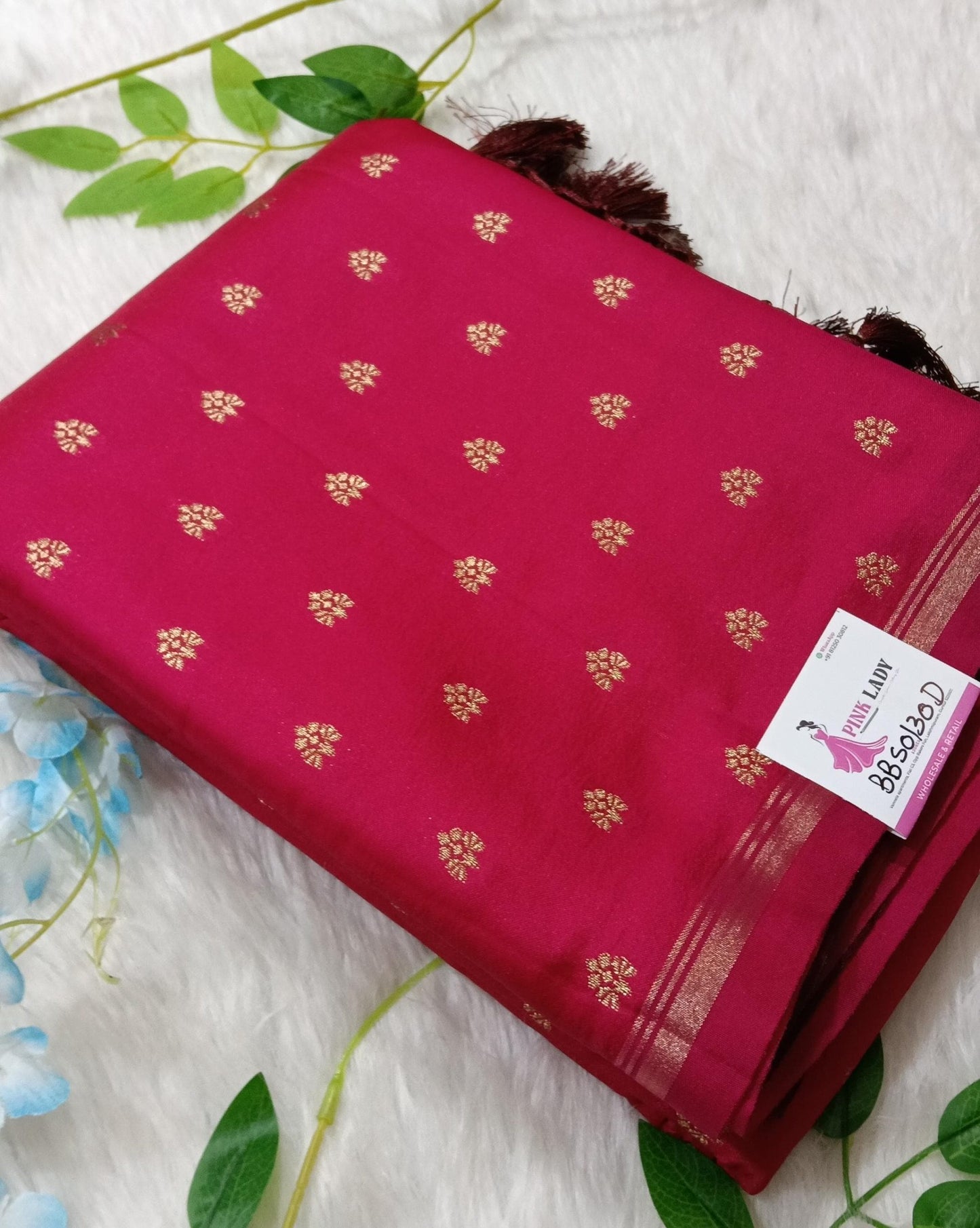 Chiniya Pattu Saree with small Weaving buta - BBS130D