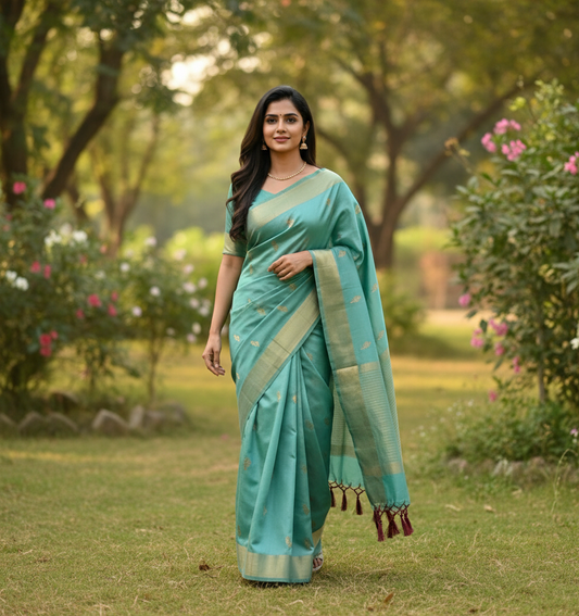 Chiniya Pattu Saree with small Weaving buta - BBS131A