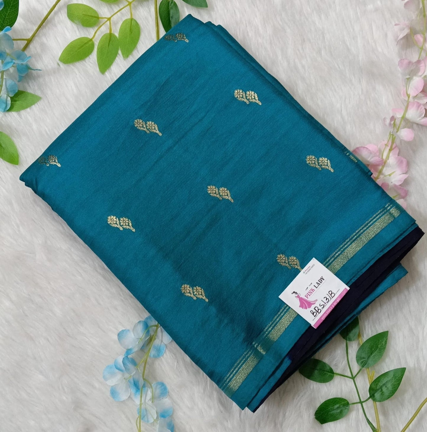 Chiniya Pattu Saree with small Weaving buta - BBS131B