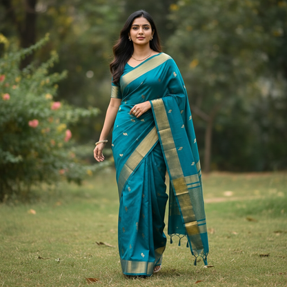 Chiniya Pattu Saree with small Weaving buta - BBS131B