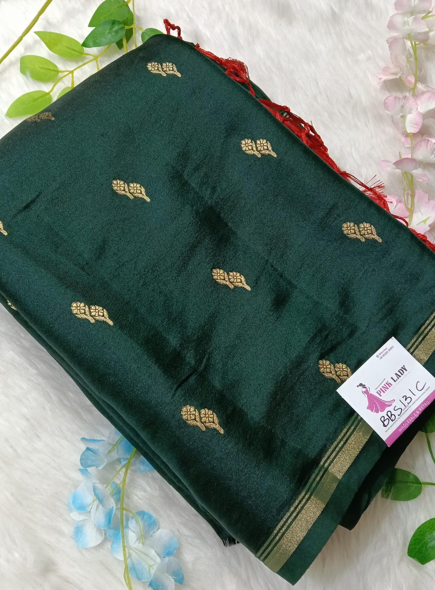 Chiniya Pattu Saree with small Weaving buta - BBS131C