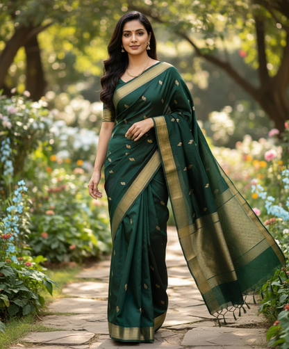 Chiniya Pattu Saree with small Weaving buta - BBS131C