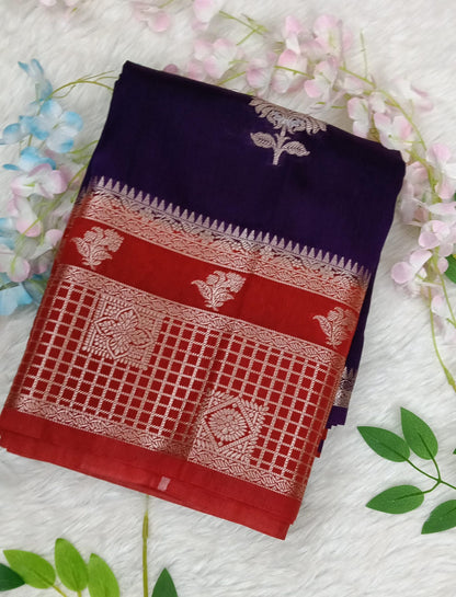 Banarasi Chiffon Sarees with Temple Border - BBS132A