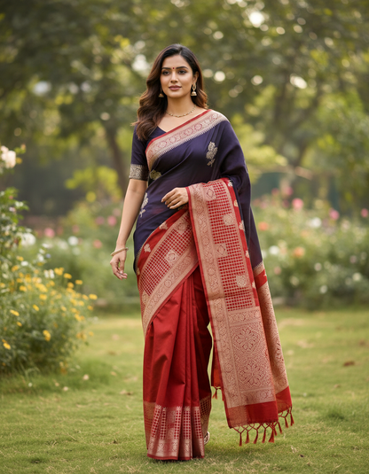Banarasi Chiffon Sarees with Temple Border - BBS132A