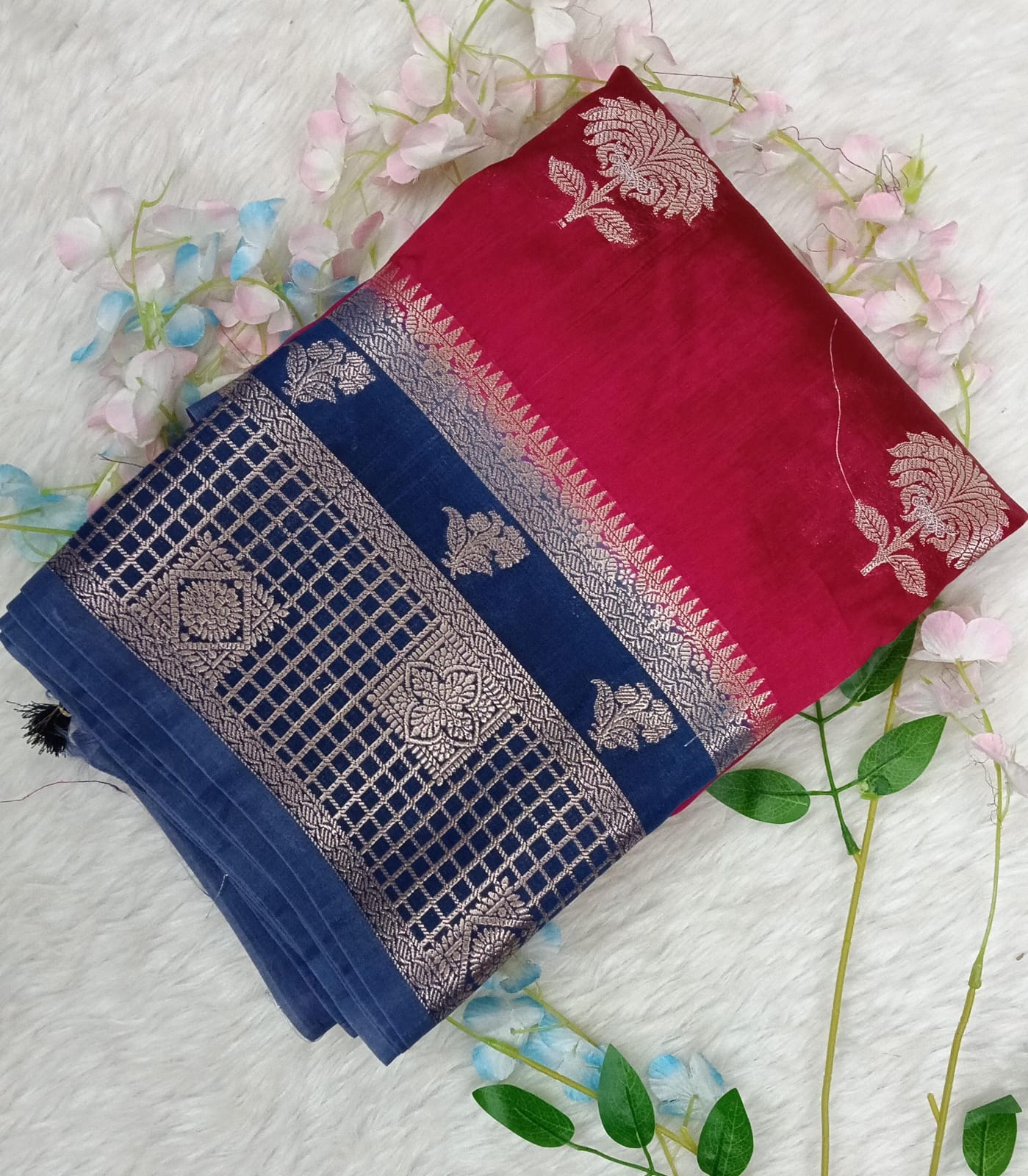 Banarasi Chiffon Sarees with Temple Border - BBS132B