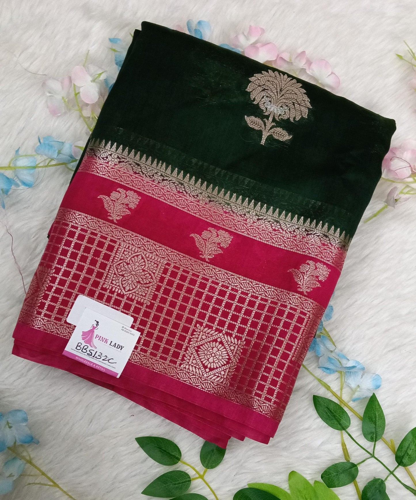 Banarasi Chiffon Sarees with Temple Border - BBS132C