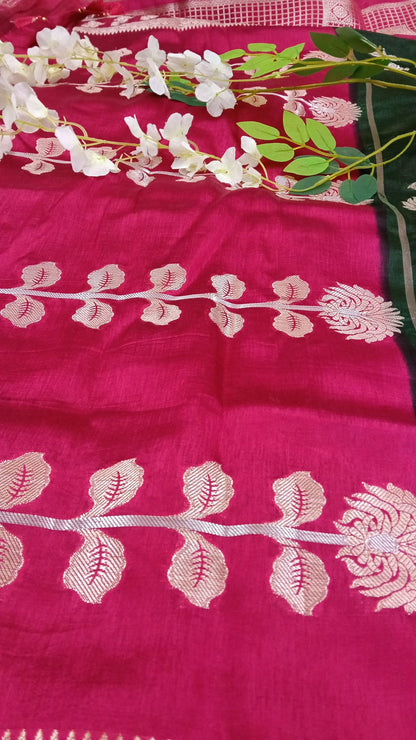 Banarasi Chiffon Sarees with Temple Border - BBS132C