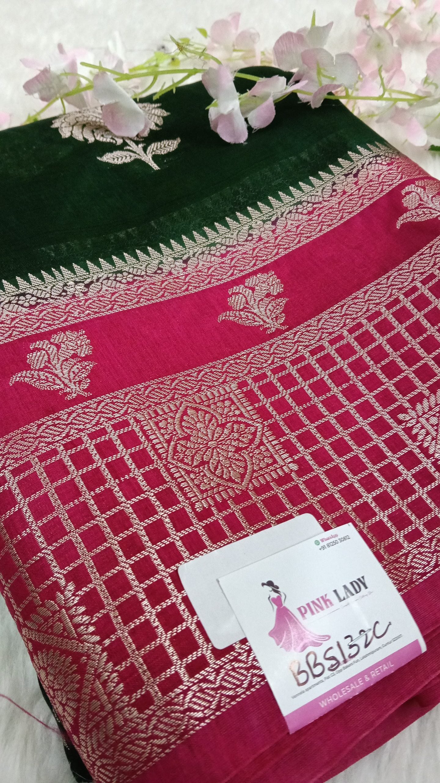 Banarasi Chiffon Sarees with Temple Border - BBS132C