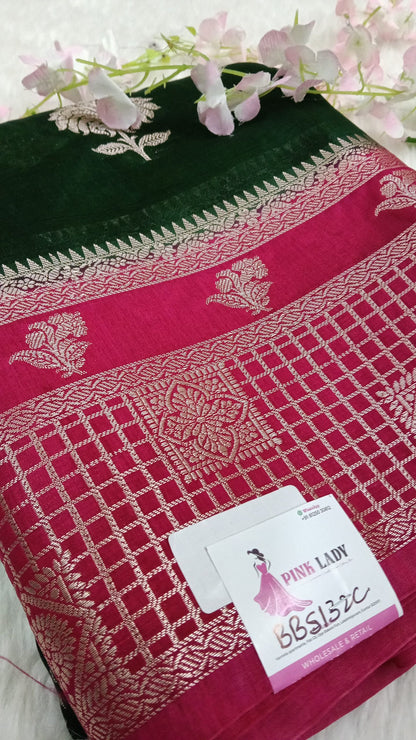 Banarasi Chiffon Sarees with Temple Border - BBS132C