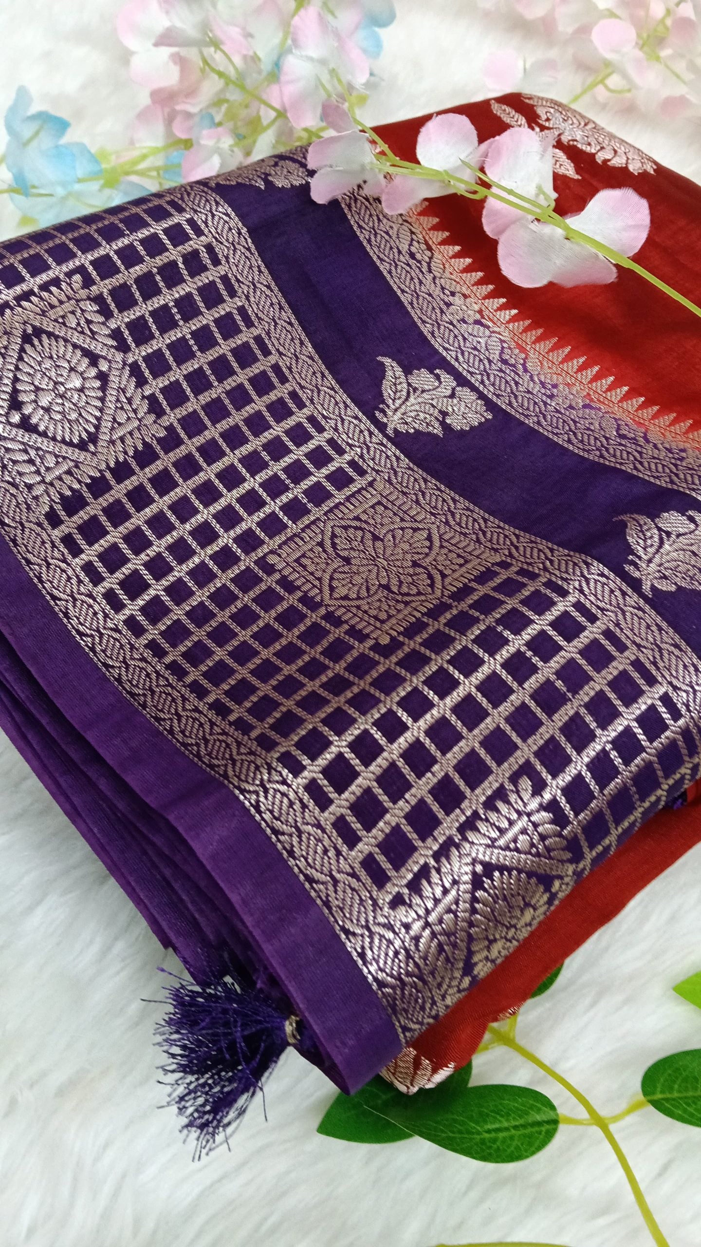 Banarasi Chiffon Sarees with Temple Border - BBS132D