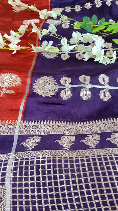 Banarasi Chiffon Sarees with Temple Border - BBS132D