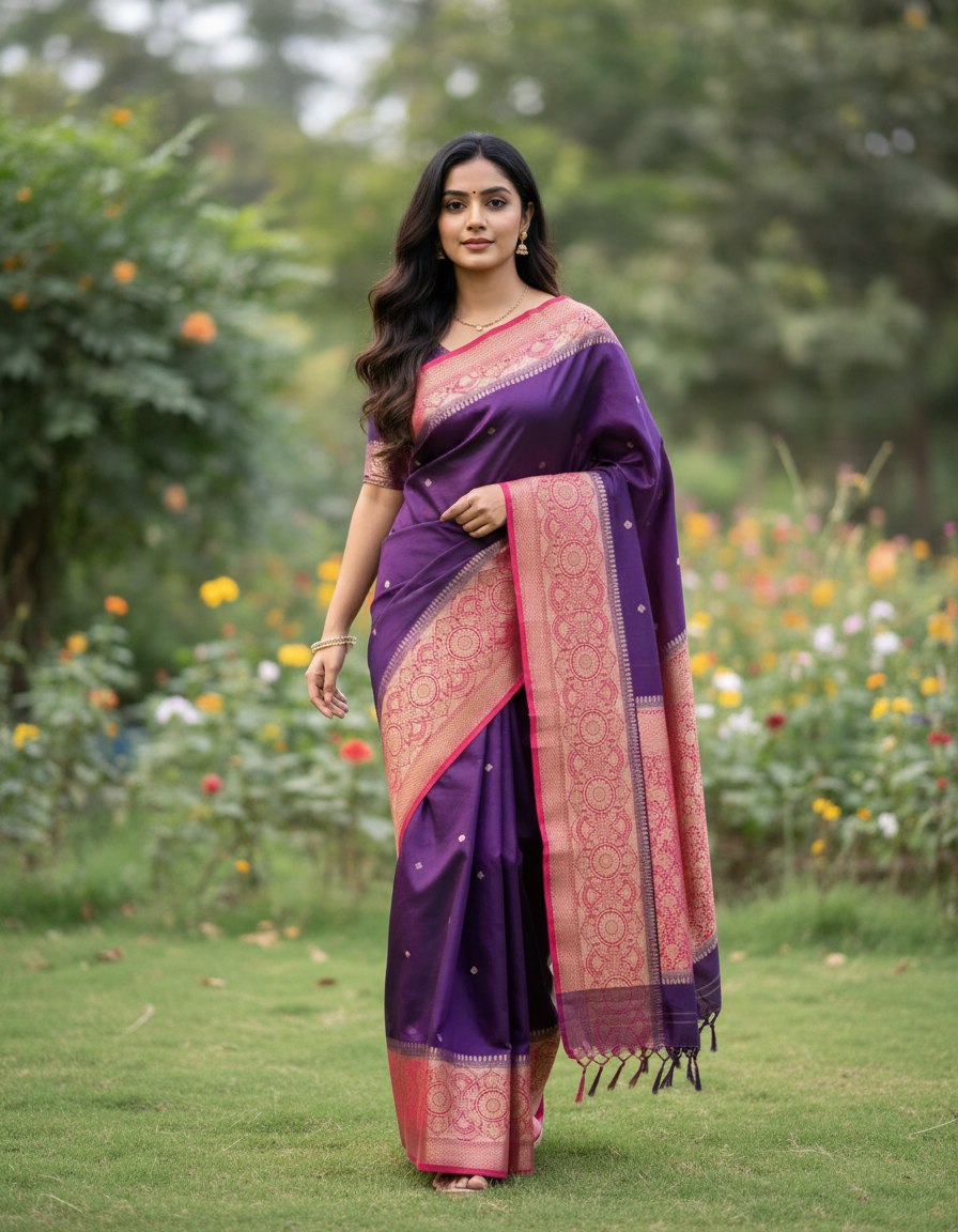Chiniya Pattu saree with small Buta - BBS133A