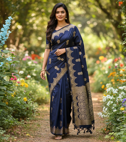 Raw Mango saree with Weaving Butas - BBS135A