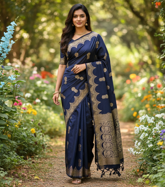 Raw Mango saree with Weaving Butas - BBS135A