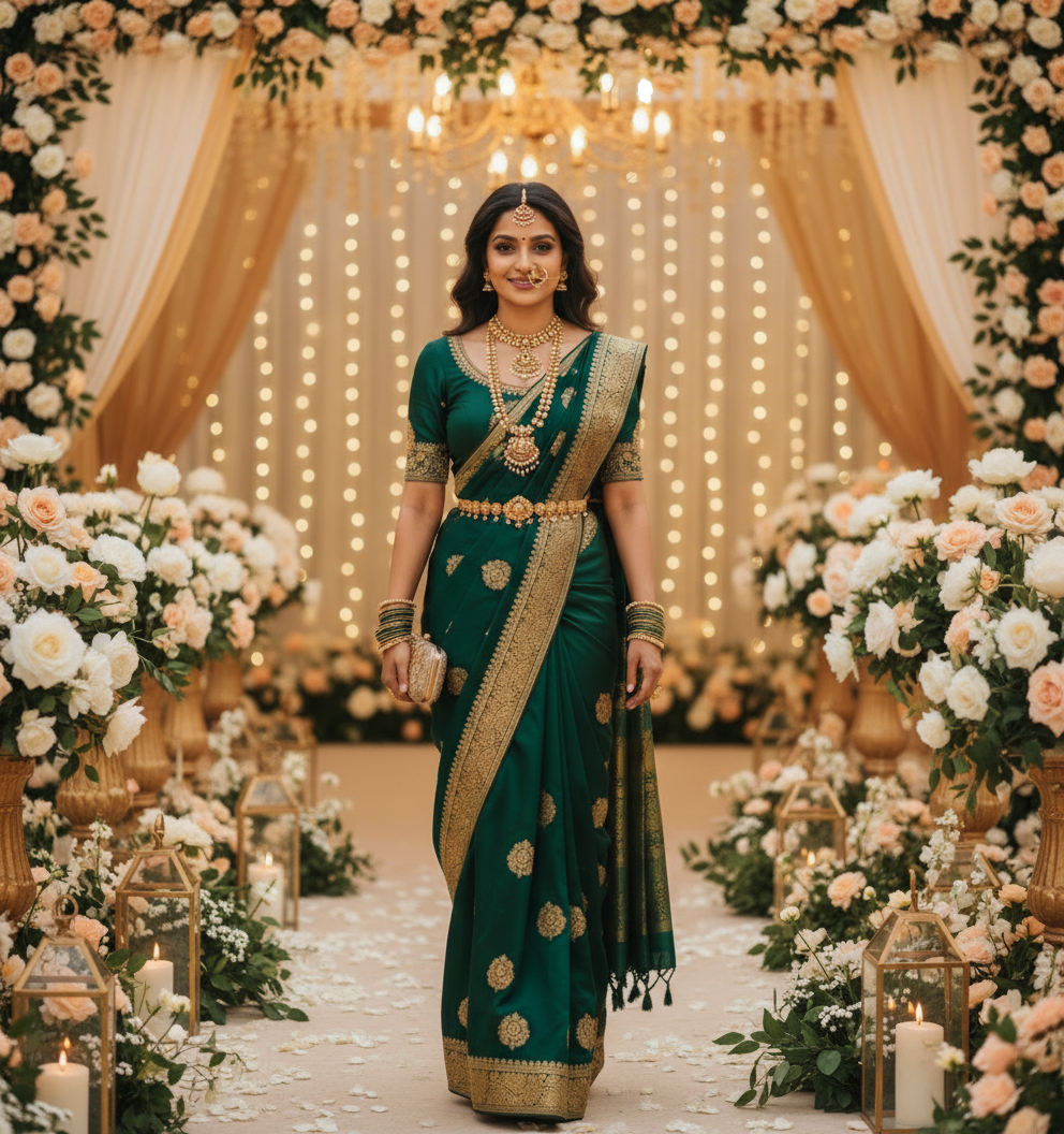 Raw Mango saree with Weaving Butas - BBS135D