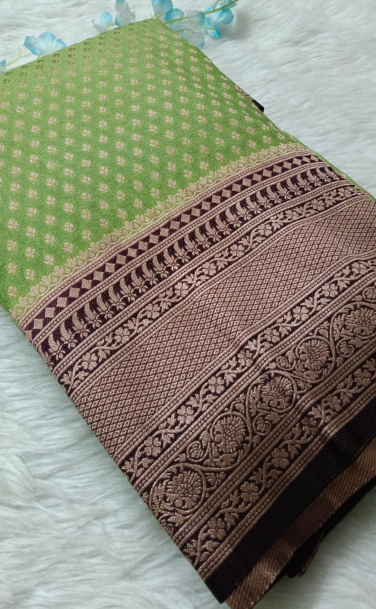 Banarasi chiffon Georgette saree with meenaakari border - BBS136A