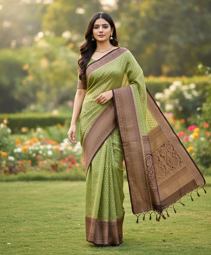 Banarasi chiffon Georgette saree with meenaakari border - BBS136A