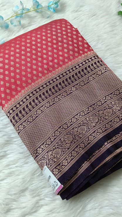 Banarasi chiffon Georgette saree with meenaakari border - BBS136B
