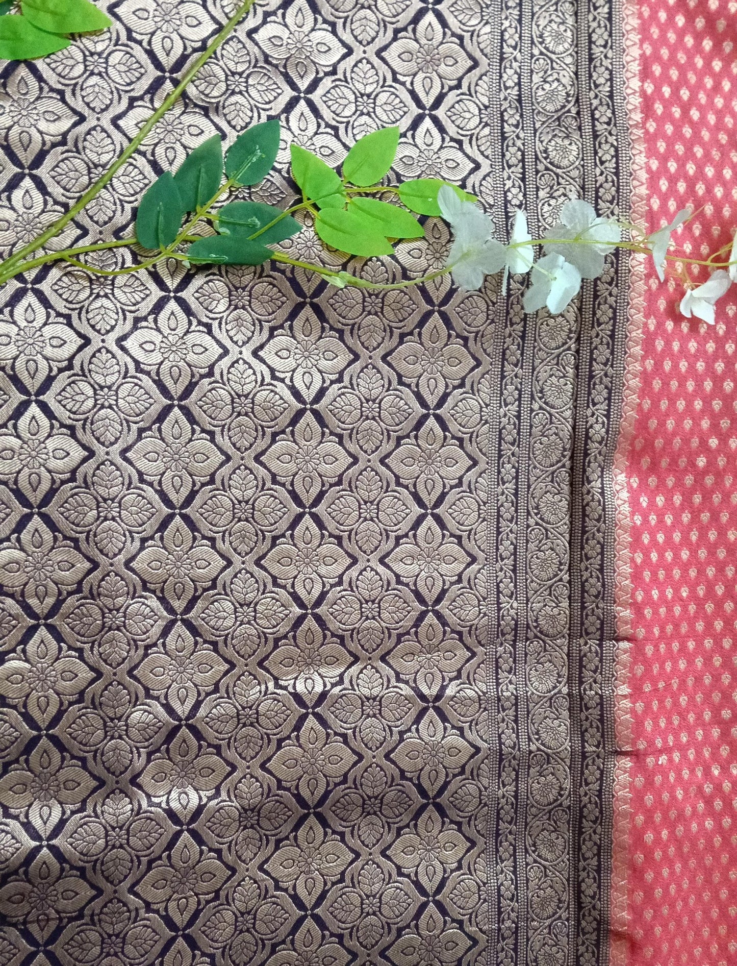 Banarasi chiffon Georgette saree with meenaakari border - BBS136B