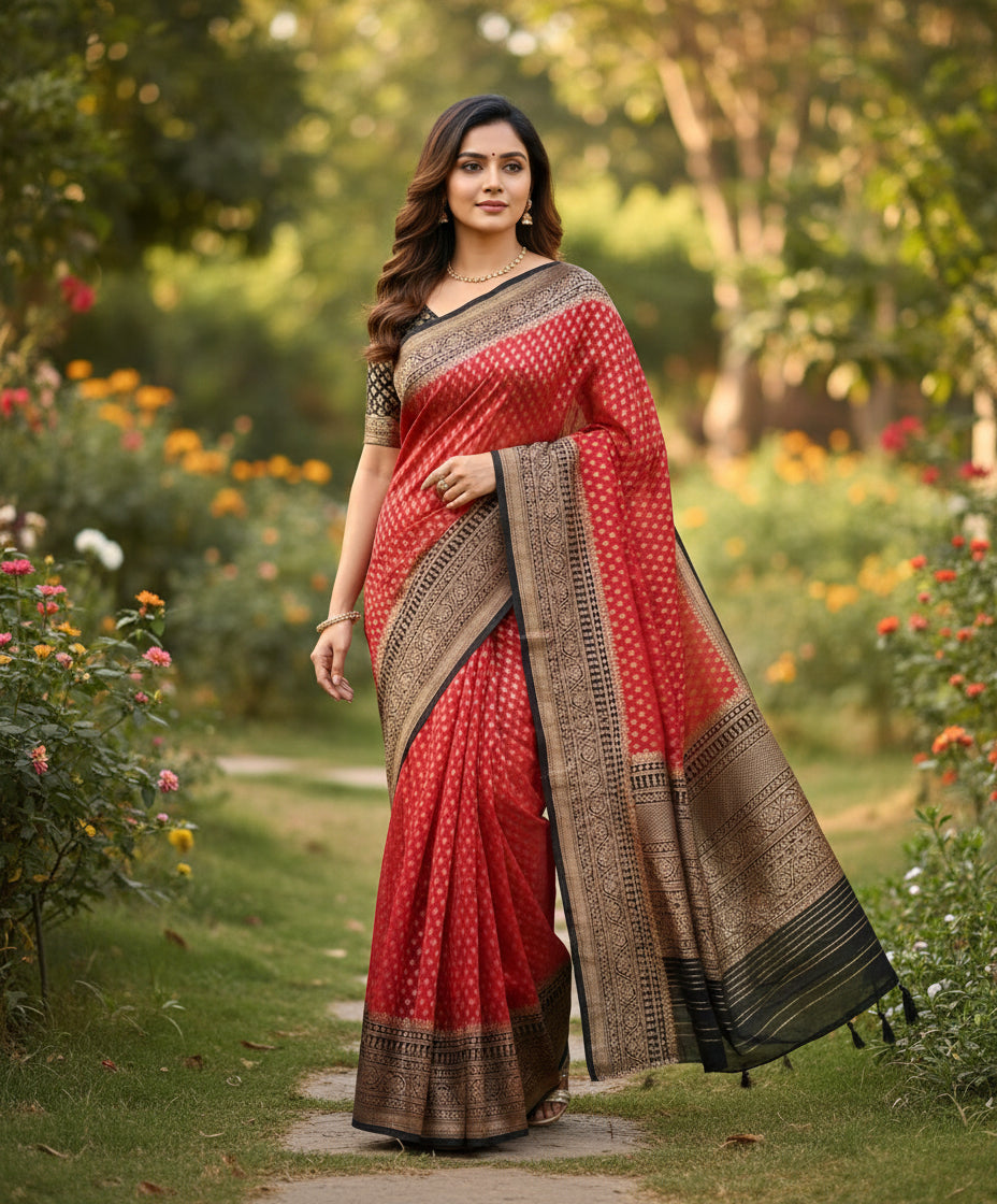 Banarasi chiffon Georgette saree with meenaakari border - BBS136B