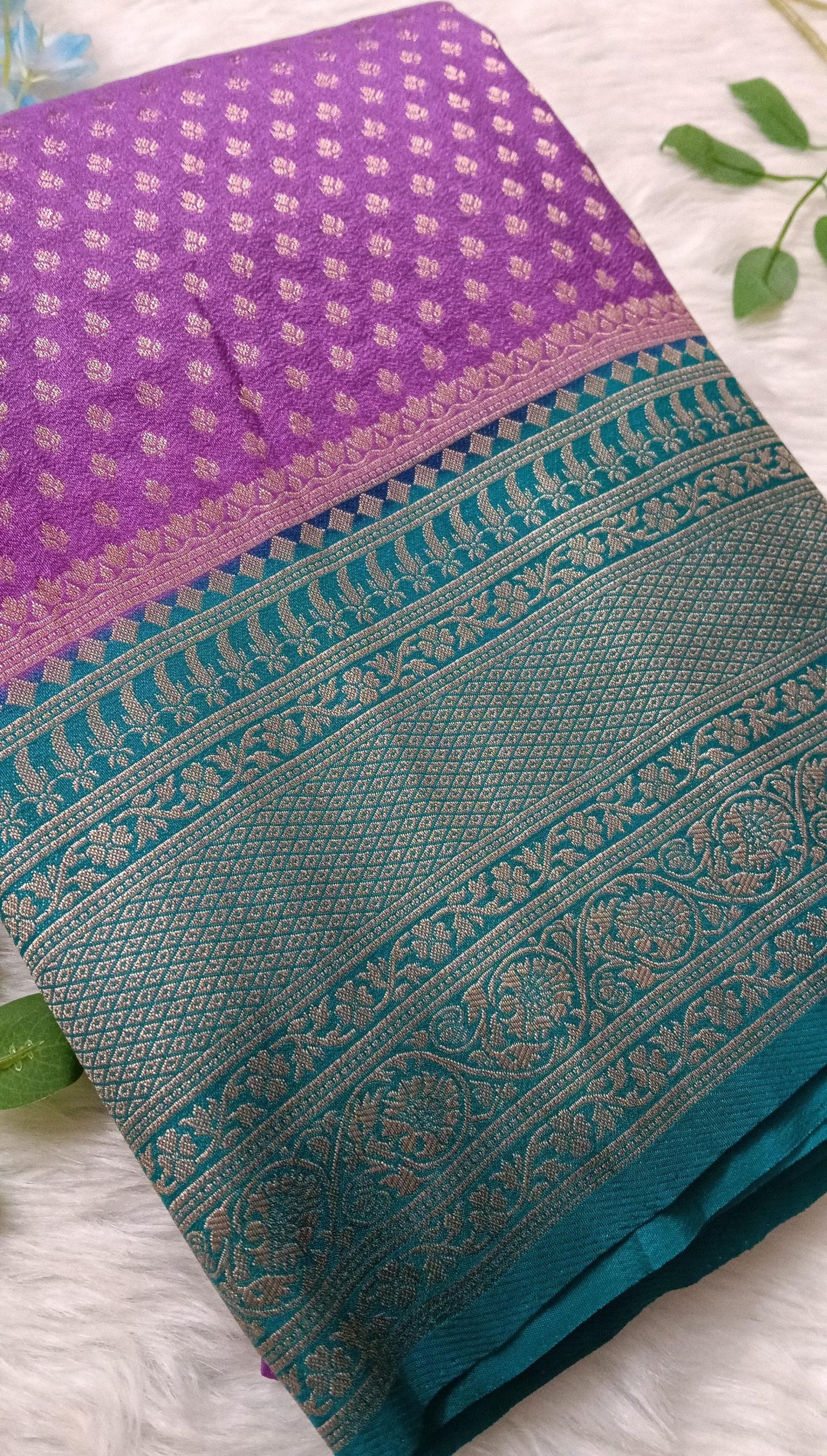 Banarasi chiffon Georgette saree with meenaakari border - BBS136C