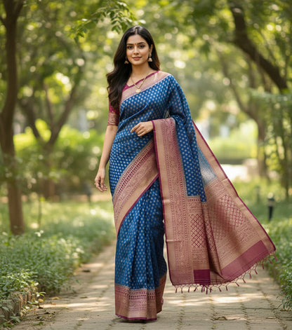 Banarasi chiffon Georgette saree with meenaakari border - BBS136D