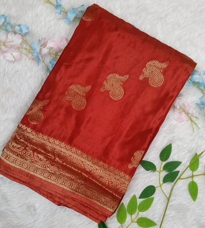Banarasi Mashroo Saree with Weaving border and buta - BBS074