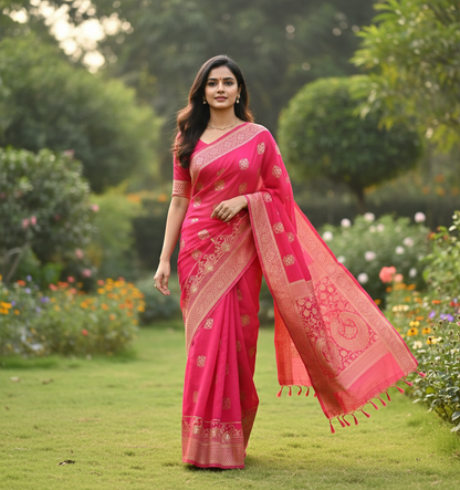 Banarasi Crape Silk Saree with Weaving - BBS070