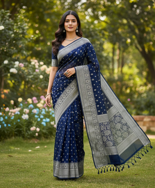 Banarasi chiffon Georgette saree with meenaakari border - BBS094