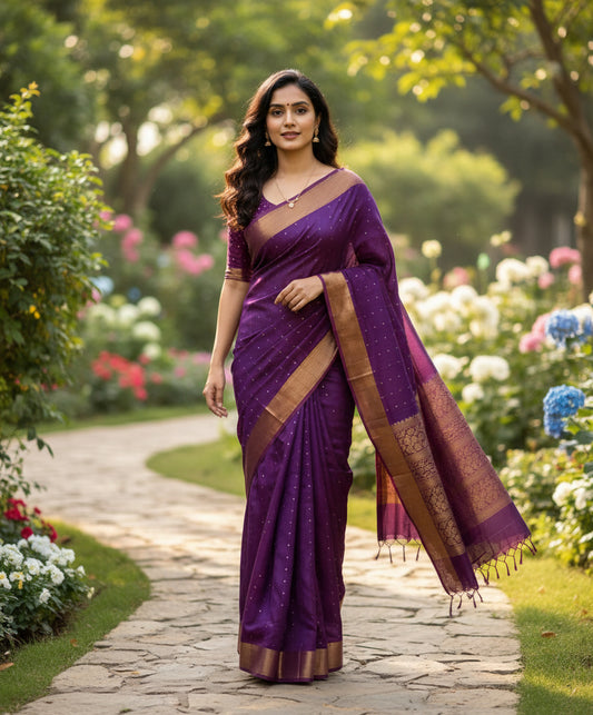 Tusser Saree With Self color blouse - BBS166