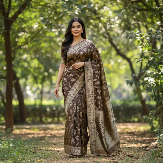 Banarasi Tissue Pattu saree with meenaakaari border - BBS068
