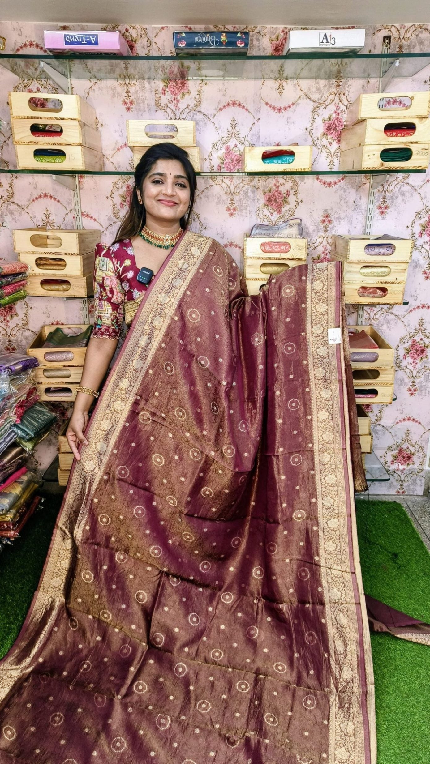 Banarasi Tissue Pattu saree with meenaakaari border - BBS067