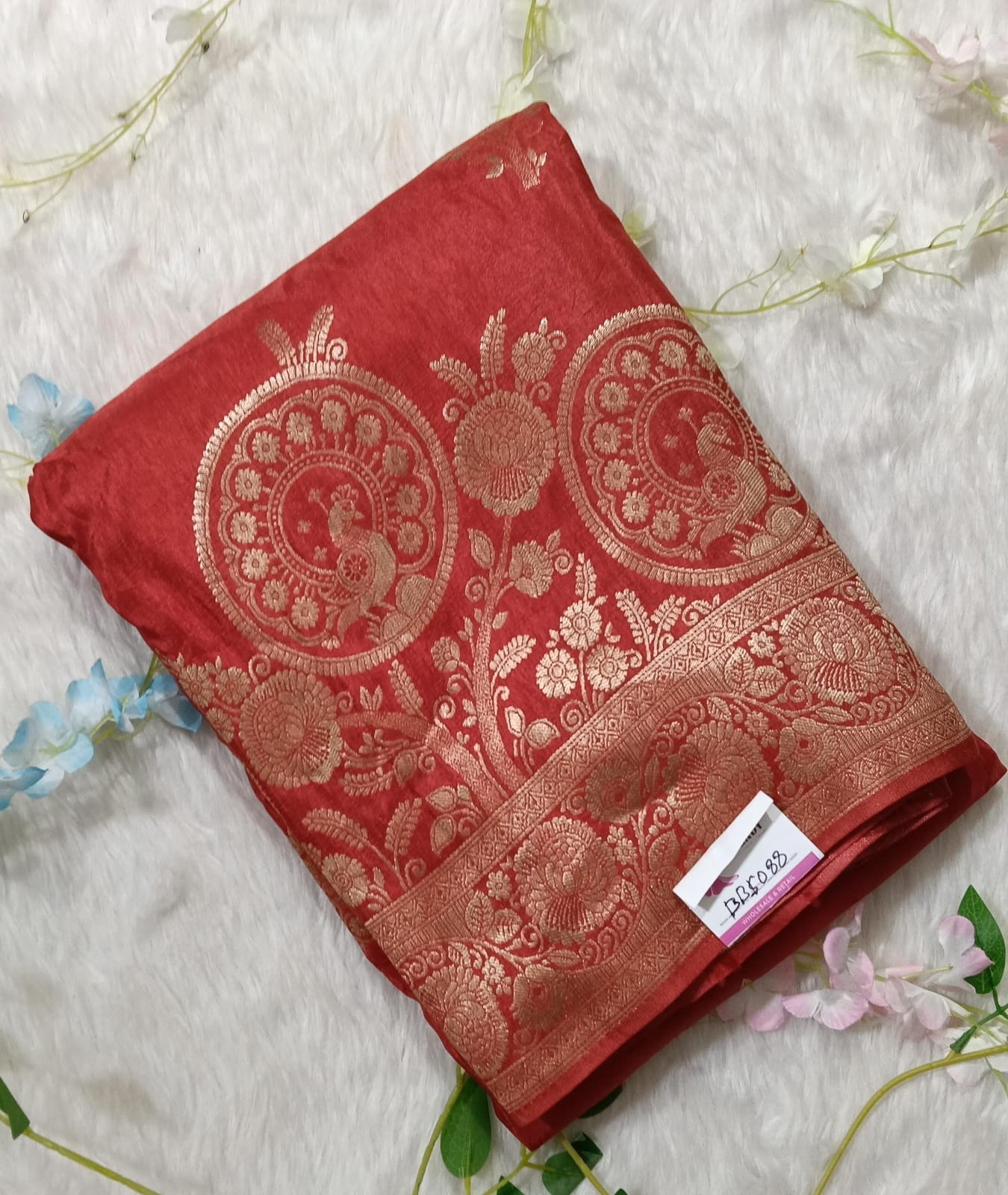 Banarasi Mashroo Silk Saree with Meenakaari Work - BBS091