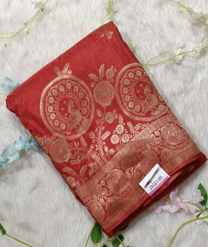 Banarasi Mashroo Silk Saree with Meenakaari Work - BBS091