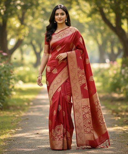 Banarasi Mashroo Silk Saree with Meenakaari Work - BBS091