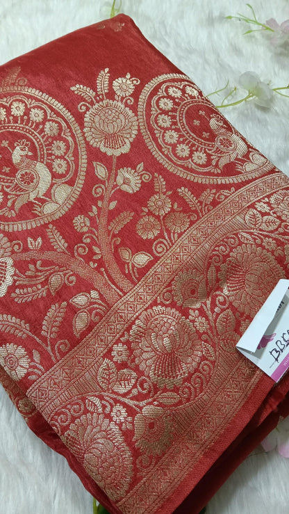 Banarasi Mashroo Silk Saree with Meenakaari Work - BBS091