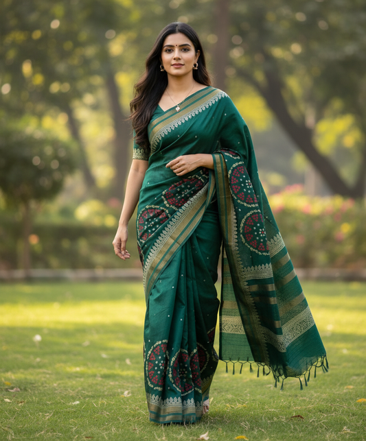 Dola Silk Saree with Bentex Border