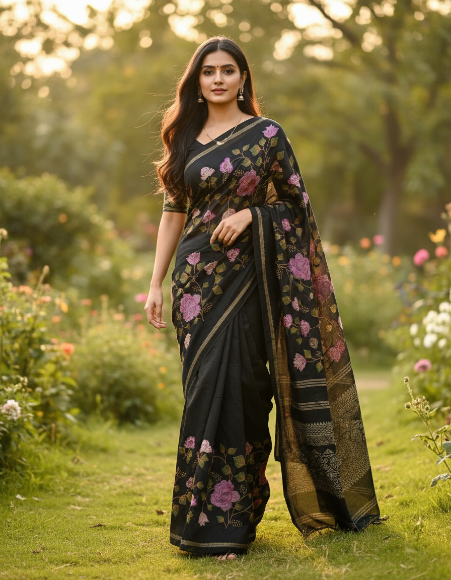 Banarasi Saree with Embroidary Work - BBS350